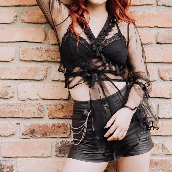 Maison Revolt – Sheer Tulle Wrap-Around Fringe Top (Sample Piece) – Size S - Picture 6 of 11